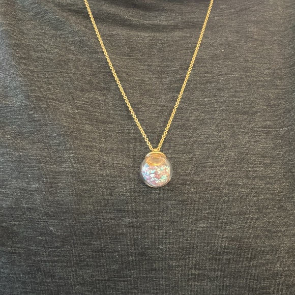 Catherine Weitzman Jewelry - Long Gold Tone Chain w/ Small Clear Globe w/Stones - Picture 4 of 8